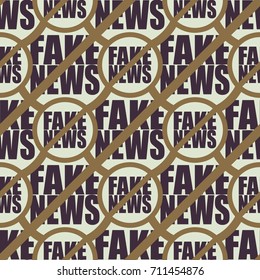 Conceptual seamless pattern with logo fake news. Global problems of humanity.