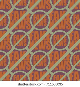 Conceptual seamless pattern with logo fake news. Global problems of humanity.