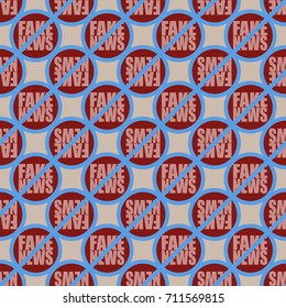 Conceptual seamless pattern with logo fake news. Global problems of humanity.