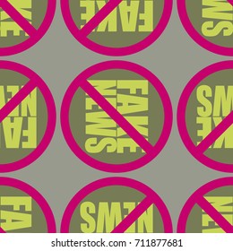Conceptual seamless pattern with logo fake news. Global problems of humanity.