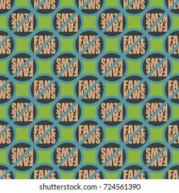 Conceptual seamless pattern with logo fake news. Global problems of humanity.