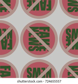 Conceptual seamless pattern with logo fake news. Global problems of humanity.