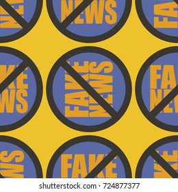 Conceptual seamless pattern with logo fake news. Global problems of humanity.