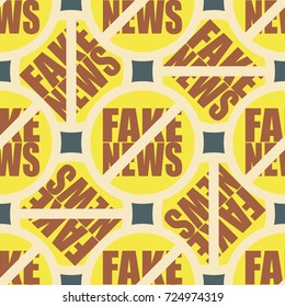 Conceptual seamless pattern with logo fake news. Global problems of humanity.