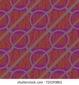 Conceptual seamless pattern with logo fake news. Global problems of humanity.