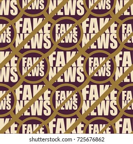 Conceptual seamless pattern with logo fake news. Global problems of humanity.