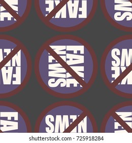 Conceptual seamless pattern with logo fake news. Global problems of humanity.