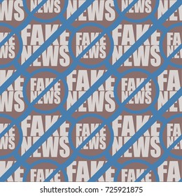Conceptual seamless pattern with logo fake news. Global problems of humanity.