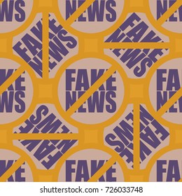 Conceptual seamless pattern with logo fake news. Global problems of humanity.