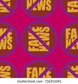 Conceptual seamless pattern with logo fake news. Global problems of humanity.