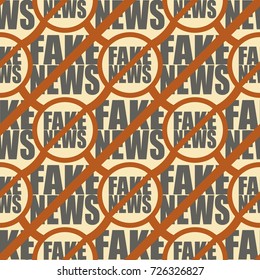 Conceptual seamless pattern with logo fake news. Global problems of humanity.