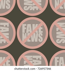 Conceptual seamless pattern with logo fake news. Global problems of humanity.