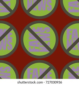 Conceptual seamless pattern with logo fake news. Global problems of humanity.