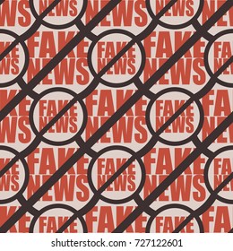 Conceptual seamless pattern with logo fake news. Global problems of humanity.