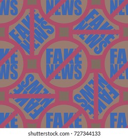 Conceptual seamless pattern with logo fake news. Global problems of humanity.