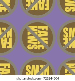 Conceptual seamless pattern with logo fake news. Global problems of humanity.