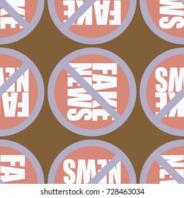 Conceptual seamless pattern with logo fake news. Global problems of humanity.