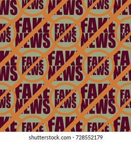 Conceptual seamless pattern with logo fake news. Global problems of humanity.