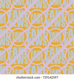 Conceptual seamless pattern with logo fake news. Global problems of humanity.