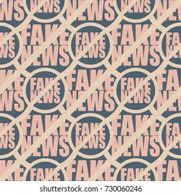 Conceptual seamless pattern with logo fake news. Global problems of humanity.