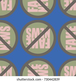Conceptual seamless pattern with logo fake news. Global problems of humanity.