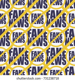Conceptual seamless pattern with logo fake news. Global problems of humanity.