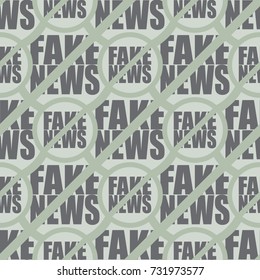 Conceptual seamless pattern with logo fake news. Global problems of humanity.