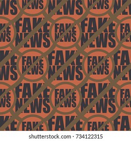 Conceptual seamless pattern with logo fake news. Global problems of humanity.