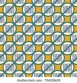 Conceptual seamless pattern with logo fake news. Global problems of humanity.