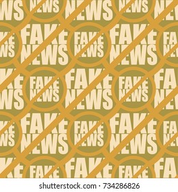 Conceptual seamless pattern with logo fake news. Global problems of humanity.