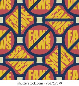 Conceptual seamless pattern with logo fake news. Global problems of humanity.