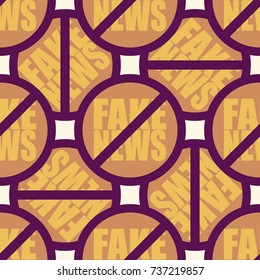 Conceptual seamless pattern with logo fake news. Global problems of humanity.