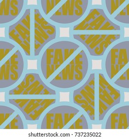 Conceptual seamless pattern with logo fake news. Global problems of humanity.