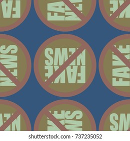 Conceptual seamless pattern with logo fake news. Global problems of humanity.