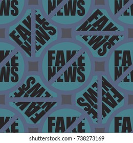 Conceptual seamless pattern with logo fake news. Global problems of humanity.