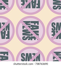 Conceptual seamless pattern with logo fake news. Global problems of humanity.