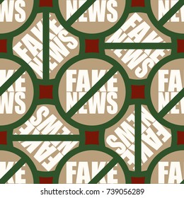 Conceptual seamless pattern with logo fake news. Global problems of humanity.