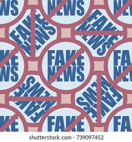 Conceptual seamless pattern with logo fake news. Global problems of humanity.