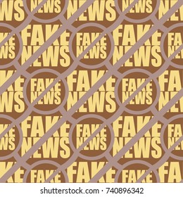 Conceptual seamless pattern with logo fake news. Global problems of humanity.