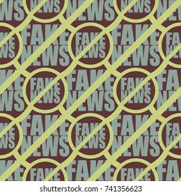 Conceptual seamless pattern with logo fake news. Global problems of humanity.