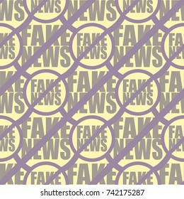 Conceptual seamless pattern with logo fake news. Global problems of humanity.