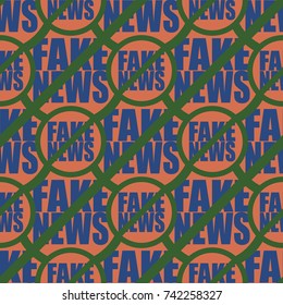 Conceptual seamless pattern with logo fake news. Global problems of humanity.