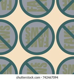 Conceptual seamless pattern with logo fake news. Global problems of humanity.