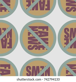Conceptual seamless pattern with logo fake news. Global problems of humanity.