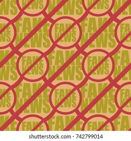 Conceptual seamless pattern with logo fake news. Global problems of humanity.