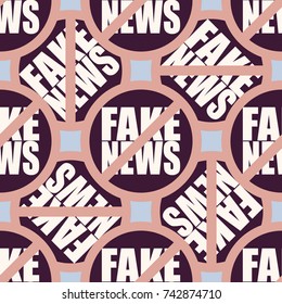Conceptual seamless pattern with logo fake news. Global problems of humanity.