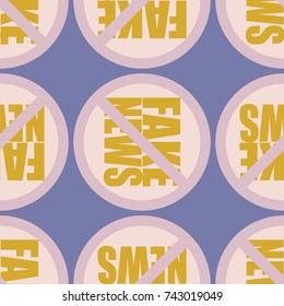 Conceptual seamless pattern with logo fake news. Global problems of humanity.