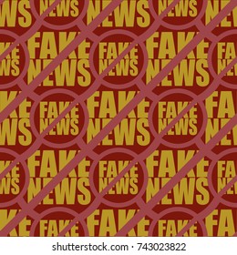 Conceptual seamless pattern with logo fake news. Global problems of humanity.