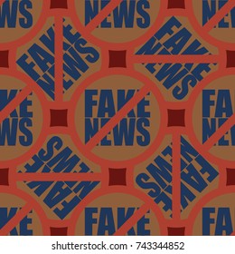 Conceptual seamless pattern with logo fake news. Global problems of humanity.
