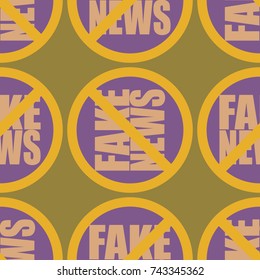 Conceptual seamless pattern with logo fake news. Global problems of humanity.